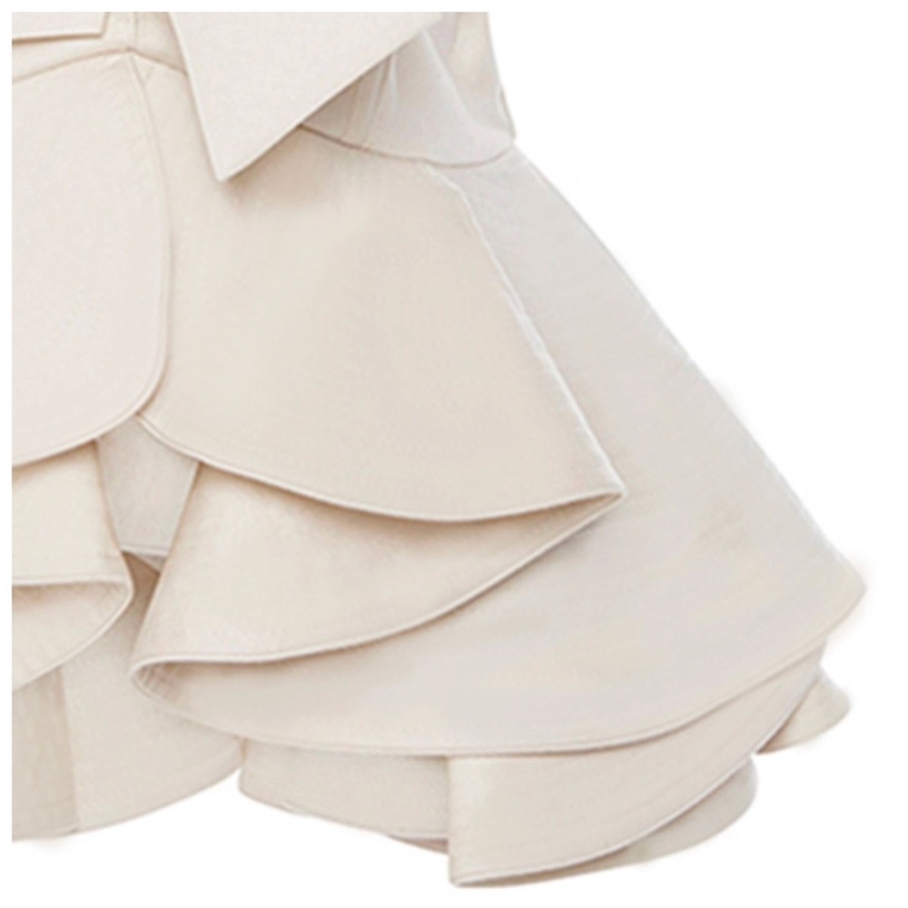 🌸 Exaggerated Ruffle Peplum Cream Tie Top - Picture 8 of 8